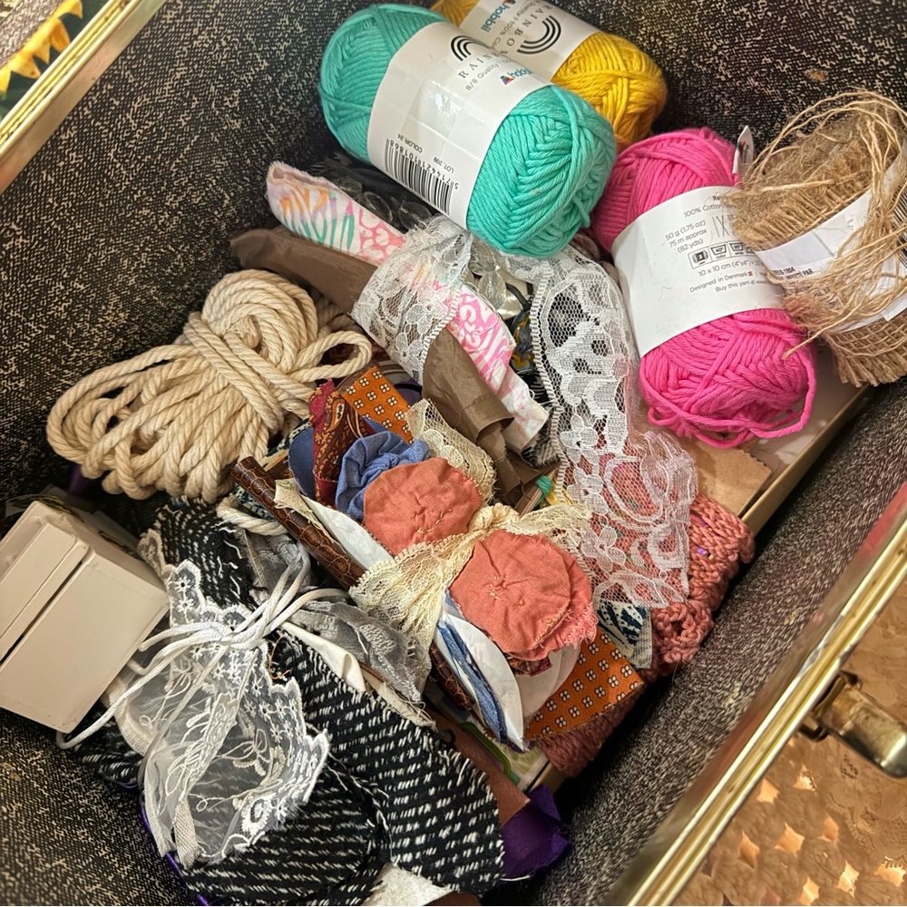 Castles & Curios™️ Hidden Trunk Ephemera, Fabric Scraps, Miniatures & Art Relics